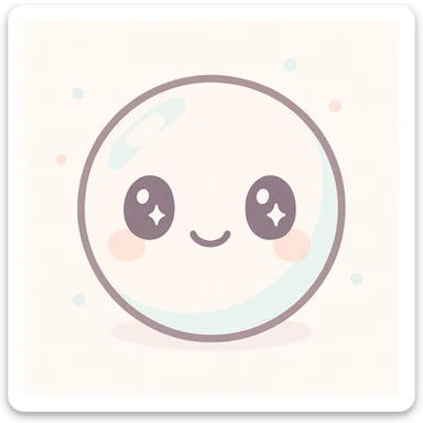 a cute white pearl, kawaii style, soft shading, big eyes, gentle smile, simple background sticker