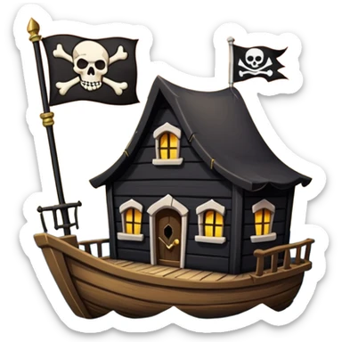old pirate's house with skull flag sticker