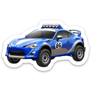 2013 scion fr-s ultramarine off road Baja dessert racer number 86 with large silver wheels  sticker