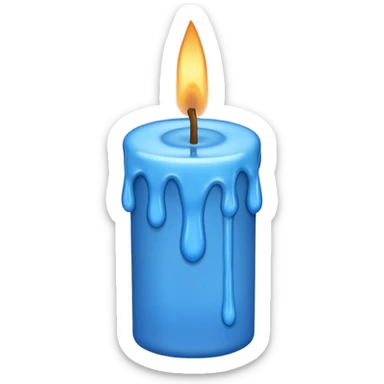 Dripping blue candle, at a 45 degree angle, wax dripping down sticker