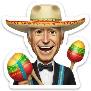Joe biden in a sombrero holding maracas  sticker