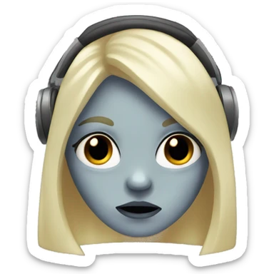 pale zombie girl with blonde hair and headpohones sticker