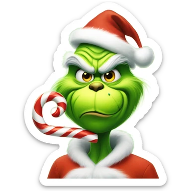 Grinch eating candy cane sticker