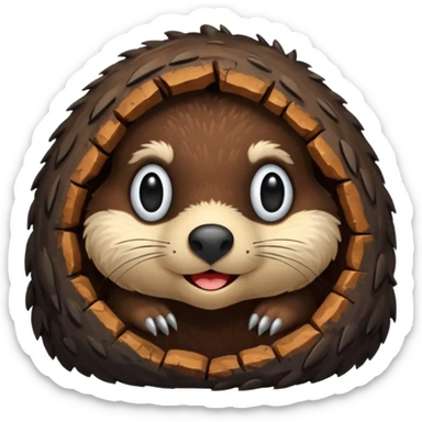 Mole coming out of a hole sticker