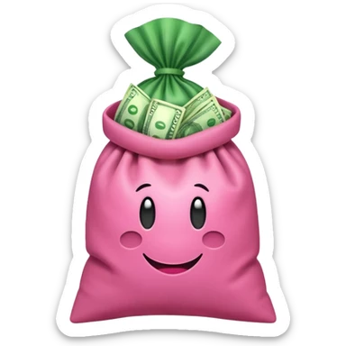  Green Australian $100 long rectangle money overflowing in a pink sack sticker