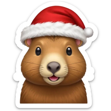 Capibara con sombrero navideño sticker
