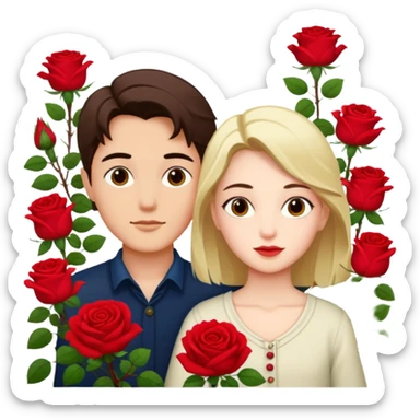 Kai and Gerda by the rose bush sticker