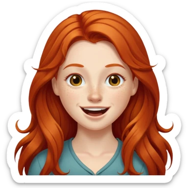 Excited long haired redhead winking sticker