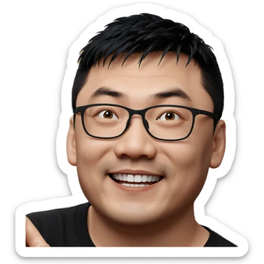 smiling boy in black shirt sticker