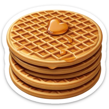 Cinematic Realistic Stroopwafel Dessert Emoji, depicted as a delicate caramel-filled waffle cookie rendered with crisp textures and warm, inviting lighting. sticker