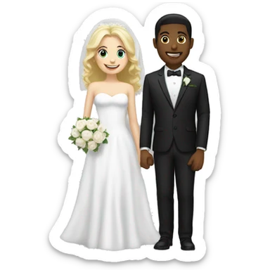 Blonde bride and black haired groom both white  sticker