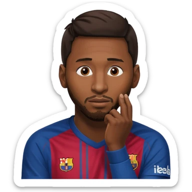 Lionel Messi thinking with his hand on his chin  sticker
