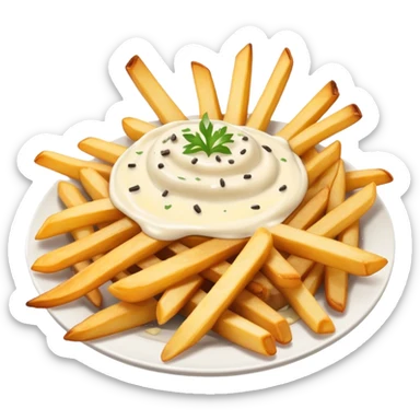 Truffle fries with truffle aioli and Parmesan sticker