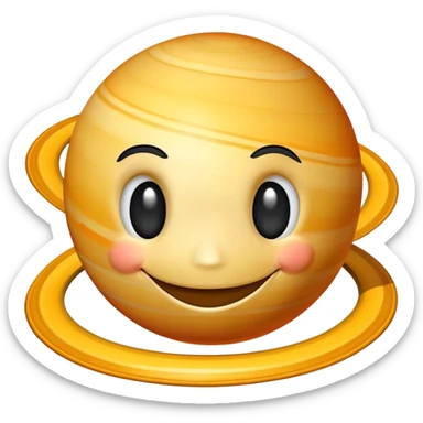 Saturn planet with a happy smiling face sticker