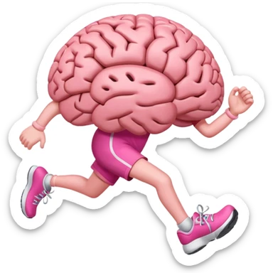 Brain with legs, running, cartoon style sticker