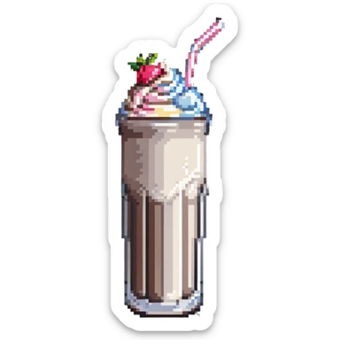 milkshake in a tall glass with a straw sticker