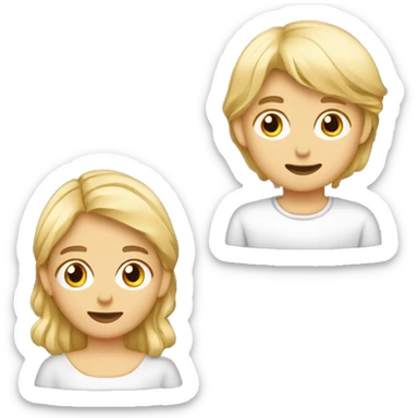 Grauhaariger junger Mann und blondes Mädchen, beide helle Hautfarbe sticker