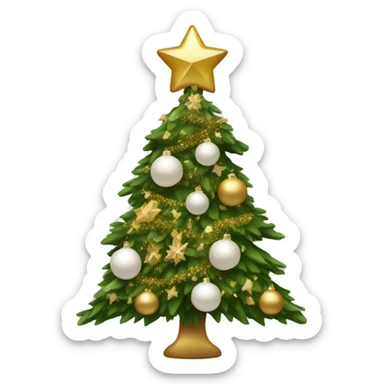 Christmas tree with white and gold decorations sticker