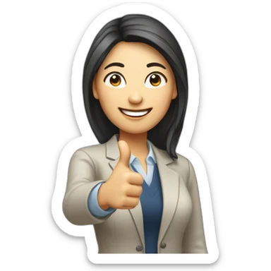 female asian CEO of an IT company thumbs up sticker