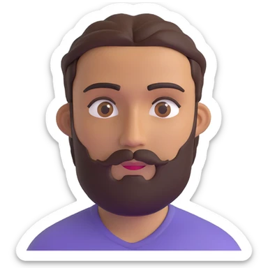 3d male character with olive complexion, brown eyes, medium beard, and connected eyebrows sticker