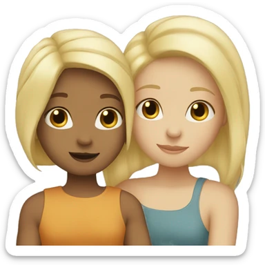 two blond friends hugging each other  sticker
