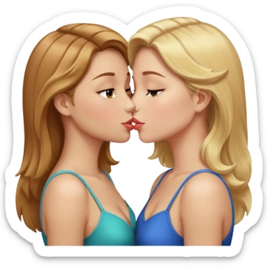 👩🏻‍❤️‍💋‍👩🏼 but light brown hair instead of blonde on the girl on the right  sticker