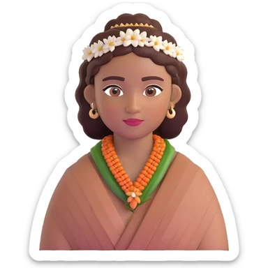 Fijian person with buiniga hairstyle, brown skin, wearing traditional Fijian attire sticker