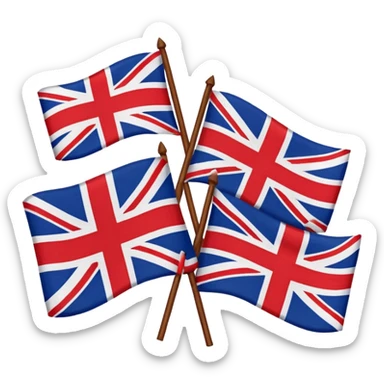American and British flags crossed together, highly recognizable, bold colors, iconic design sticker