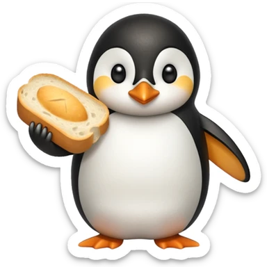 a penguin holding a loaf sticker