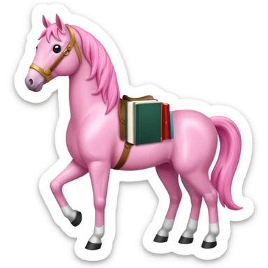 pink horse with book sticker