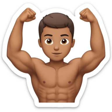 Brown Shirtless guy with short hair flexing sticker