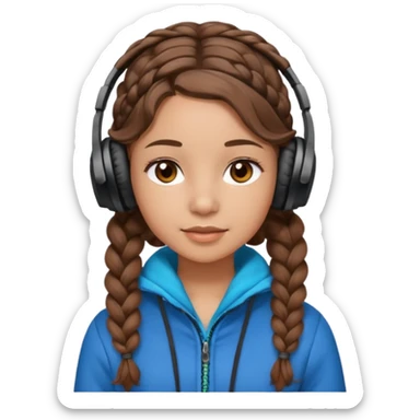 Я хочу дівчину з світлою шкірою корисним волоссям коричне вими очима і з навушниками і в теплому одязі і кучеряве не дуже у косичці  sticker