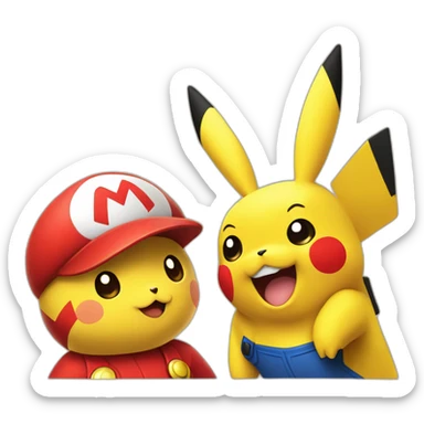 Pikachu meets Mario sticker