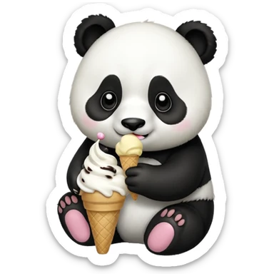 Panda eating ice cream sticker
