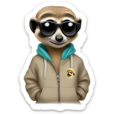 Meerkat wearing a sweatshirt and sunglasses  sticker