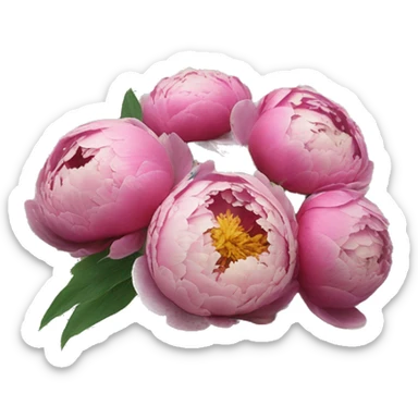 Peonies buket of flowers inside a newspaper sticker