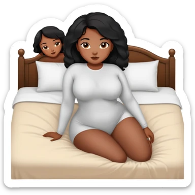 Curvy African American black  hair intimate sfw bed pose sticker