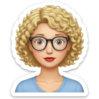 Mom with short curly blonde hair glasses sticker