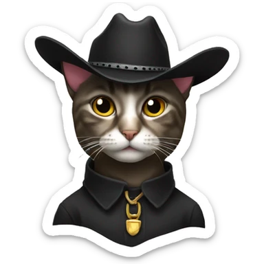 Cat wearing a black cowboy hat sticker