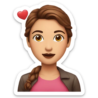 Una chica dentro de un corazón con pelo castaño y piel carne sticker