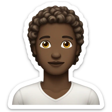 Person whit brown eyes, white skin, and wavy and brown hair and a long hair  sticker