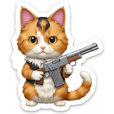 Make a cat with a gun sticker
