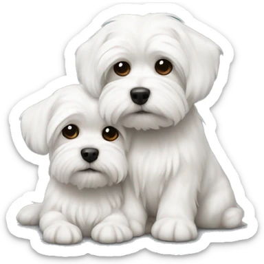 Maltese dogs cuddling  sticker