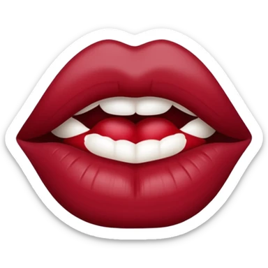 burgundy red lips print sticker