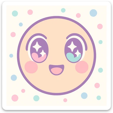 anime themed emoji, expressive face, big sparkling eyes, cute style, vibrant colors sticker