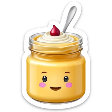 Una miniatura fotorrealista de una mantequilla corporal batida en un tarro de varios colores llamativos combinados de forma batida hasta arriba. Estilo: postre, arte, colores vibrantes. sticker