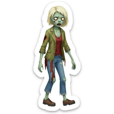 zombie woman full body walking sticker
