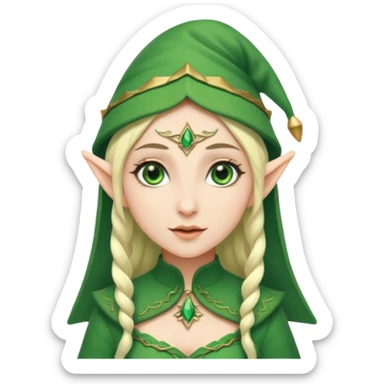 A female elf with a hat sticker