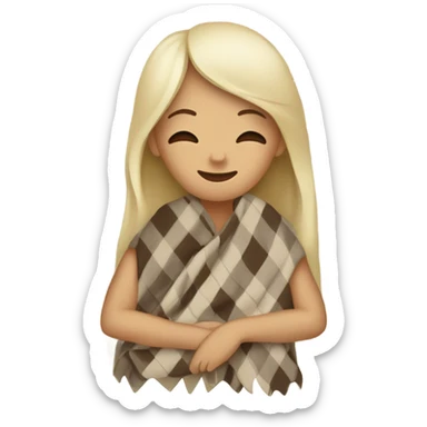 Beige clean girl folded plaid blanket  sticker