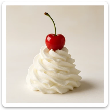 chantilly, dollop of whipped cream with a cherry on top, light and airy sticker